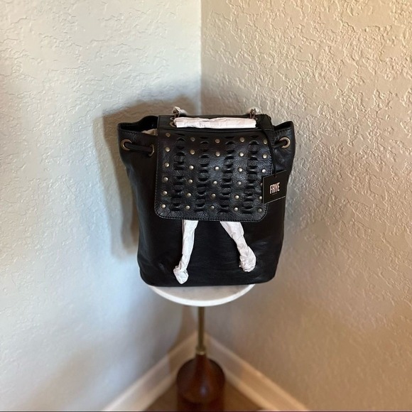 Frye Jade Studded Leather Backpack, ADJUSTABLE Chain/Leather Strap, Black, NWT - Picture 6 of 16